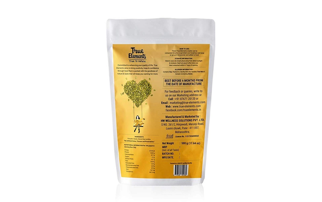True Elements Roasted Pumpkin    Pack  500 grams